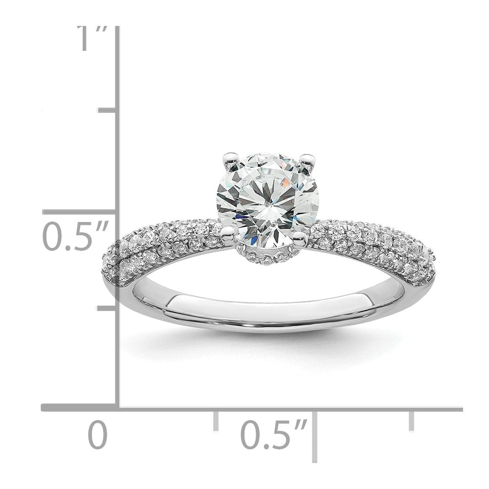 14K White Gold Diamond Semi-Mount Hidden Halo Engagement Ring