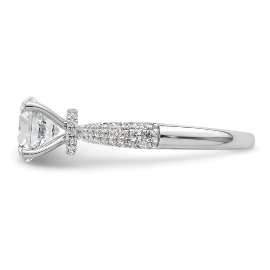 14K White Gold Diamond Semi-Mount Hidden Halo Engagement Ring
