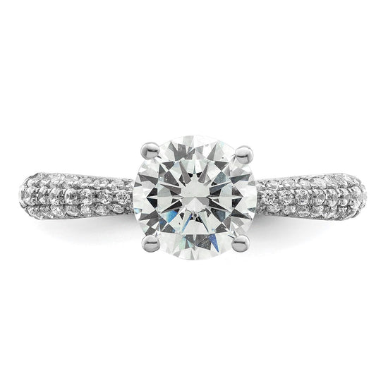 14K White Gold Diamond Semi-Mount Hidden Halo Engagement Ring
