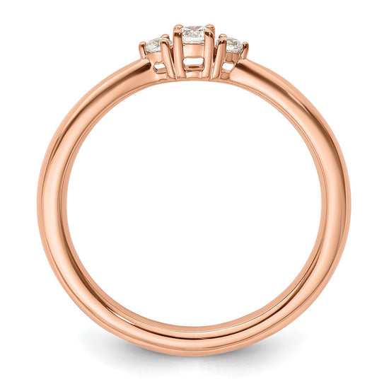 14K Rose Gold Diamond Complete 3 Stone Promise/Engagement Ring