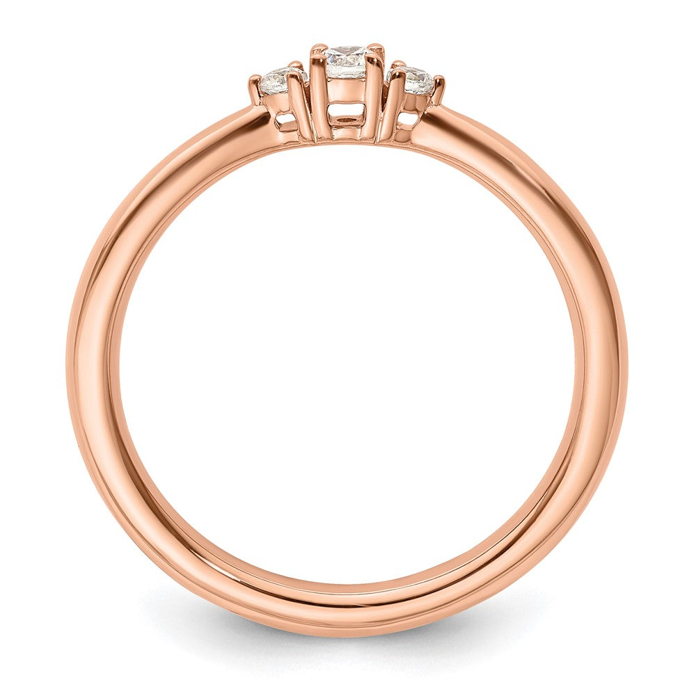 14K Rose Gold Diamond Complete 3 Stone Promise/Engagement Ring