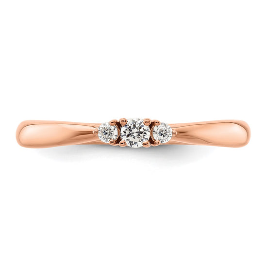 14K Rose Gold Diamond Complete 3 Stone Promise/Engagement Ring