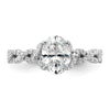 14k White Gold Diamond Oval Semi-mount Criss-Cross Engagement Ring