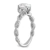 14k White Gold Diamond Oval Semi-mount Criss-Cross Engagement Ring