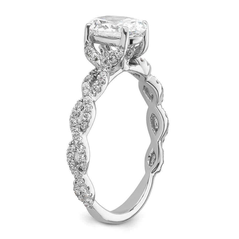 14k White Gold Diamond Oval Semi-mount Criss-Cross Engagement Ring
