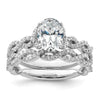 14k White Gold Diamond Oval Semi-mount Criss-Cross Engagement Ring