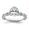 14k White Gold Diamond Oval Semi-mount Criss-Cross Engagement Ring