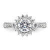 14k White Gold Round Halo Diamond Semi-Mount Engagement Ring