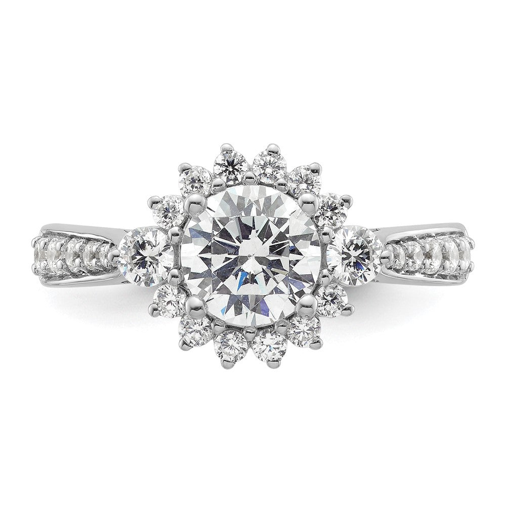 14k White Gold Round Halo Diamond Semi-Mount Engagement Ring