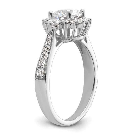 14k White Gold Round Halo Diamond Semi-Mount Engagement Ring