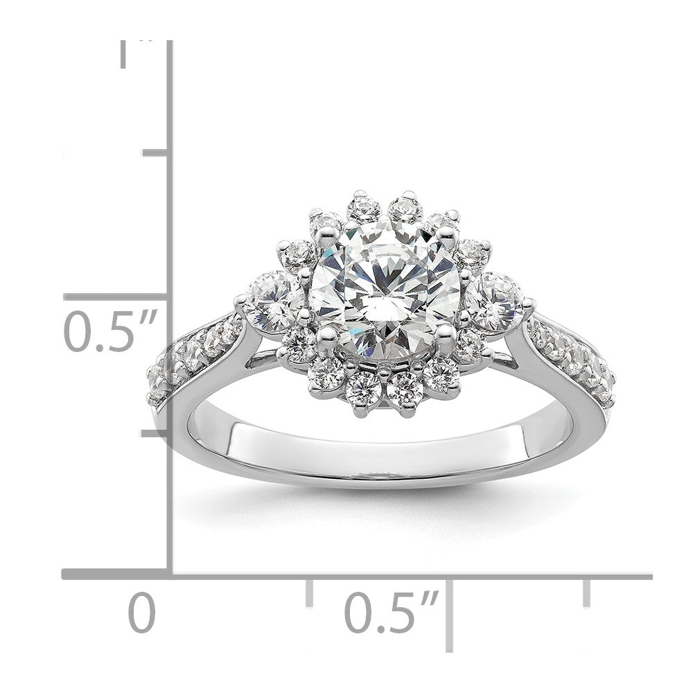 14k White Gold Round Halo Diamond Semi-Mount Engagement Ring