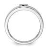 14k White Gold Grooved Complete Diamond Mens Wedding Band
