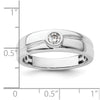 14k White Gold Grooved Complete Diamond Mens Wedding Band