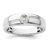 14k White Gold Grooved Complete Diamond Mens Wedding Band
