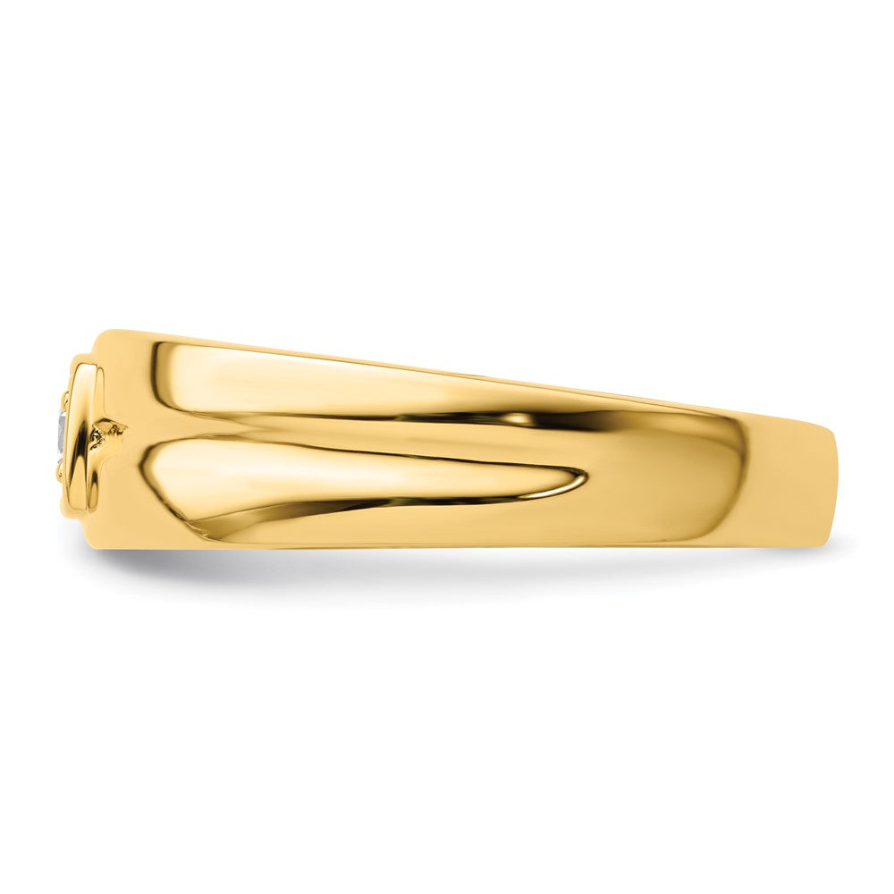 14k Grooved Complete Diamond Mens Wedding Band