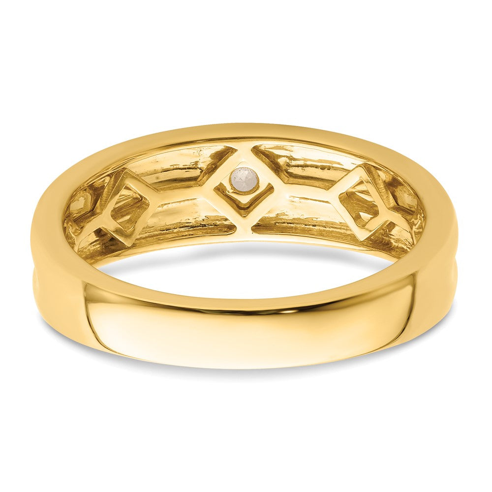 14k Grooved Complete Diamond Mens Wedding Band