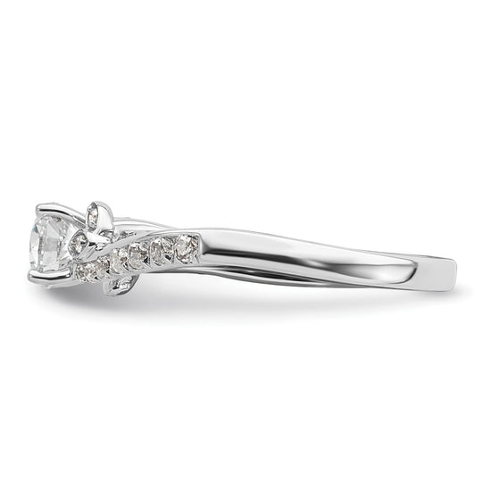 14k White Gold leaf Design Diamond Semi-Mount Engagement Ring