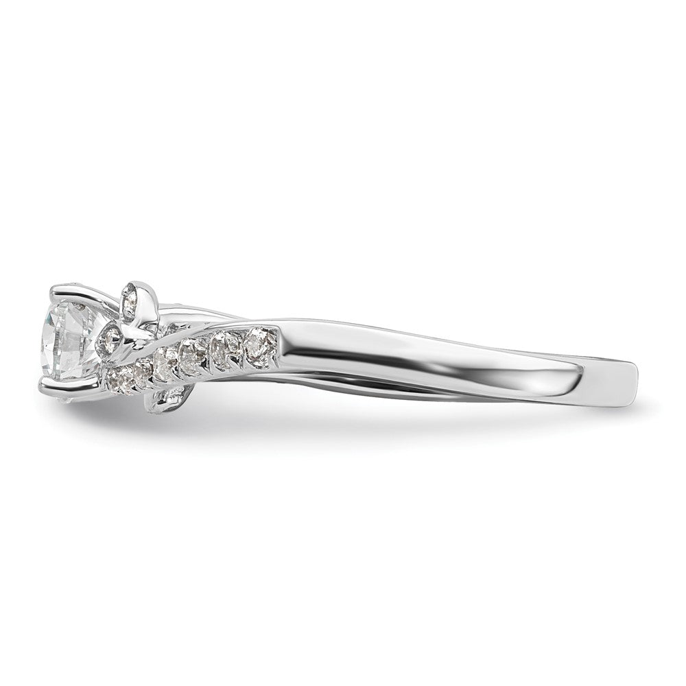 14k White Gold leaf Design Diamond Semi-Mount Engagement Ring