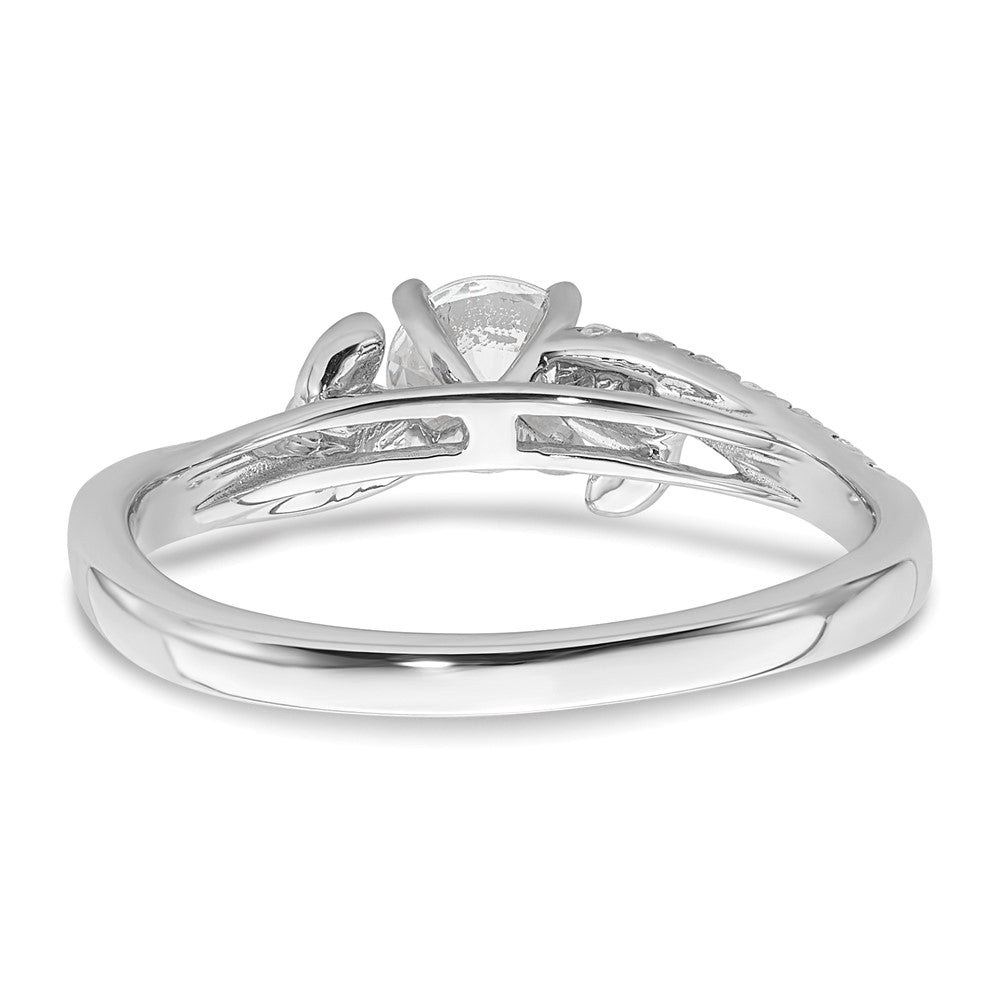 14k White Gold leaf Design Diamond Semi-Mount Engagement Ring