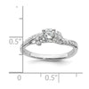 14k White Gold leaf Design Diamond Semi-Mount Engagement Ring