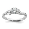 14k White Gold leaf Design Diamond Semi-Mount Engagement Ring