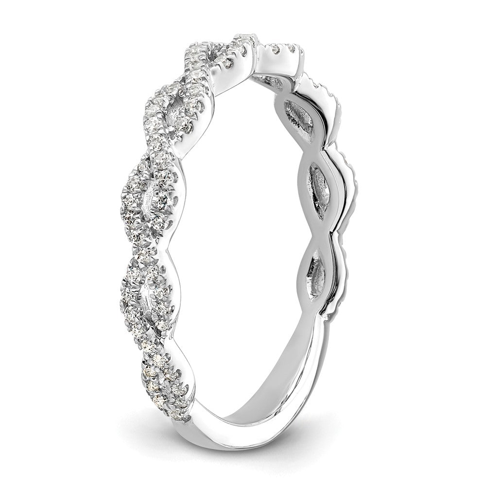 14k White Gold Twisted Diamond Wedding Band