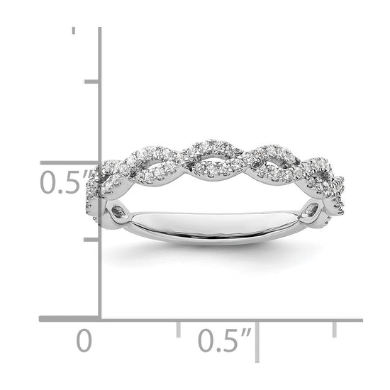 14k White Gold Twisted Diamond Wedding Band