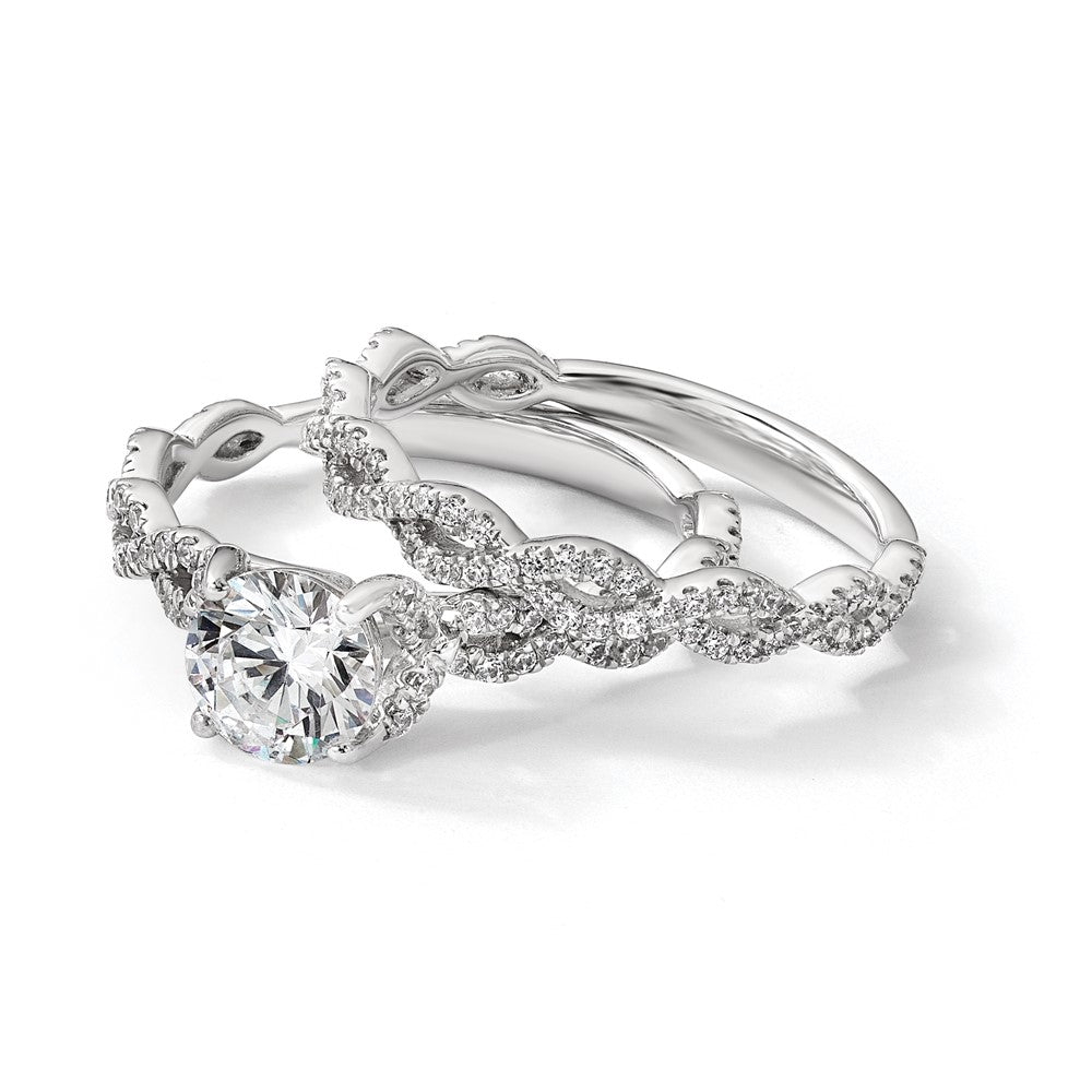 14k White Gold Twisted Diamond Wedding Band