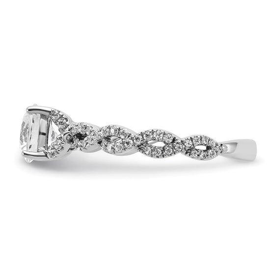 14k White Gold Twisted Diamond Semi-Mount Engagement Ring