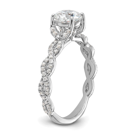 14k White Gold Twisted Diamond Semi-Mount Engagement Ring