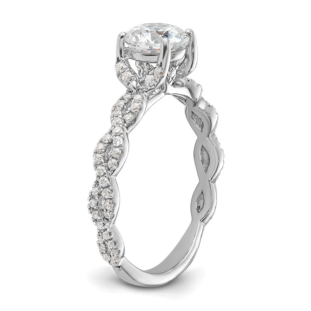 14k White Gold Twisted Diamond Semi-Mount Engagement Ring