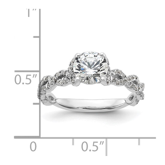14k White Gold Twisted Diamond Semi-Mount Engagement Ring