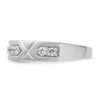 14k White Gold Polished & Satin Grooved Diamond Mens Wedding Band