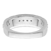 14k White Gold Polished & Satin Grooved Diamond Mens Wedding Band