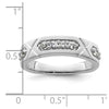 14k White Gold Polished & Satin Grooved Diamond Mens Wedding Band