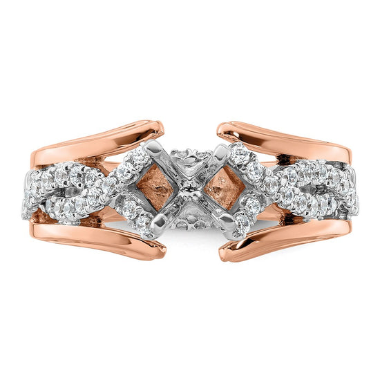 14K Two-tone Twisted Diamond Semi-Mount Peg Set Engagement Ring