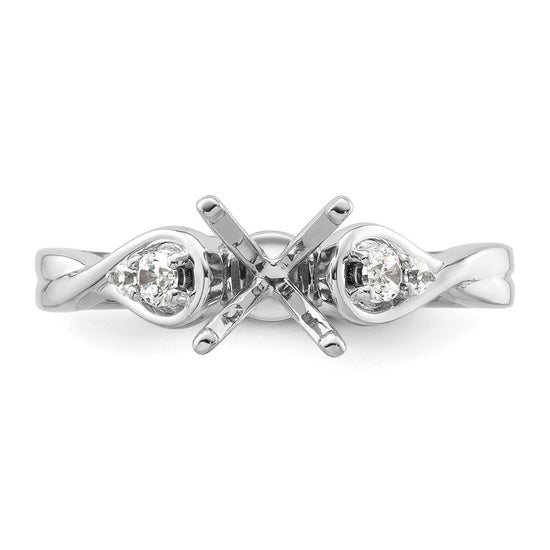14k White Gold Diamond Semi-Mount Peg Set Twisted Engagement Ring