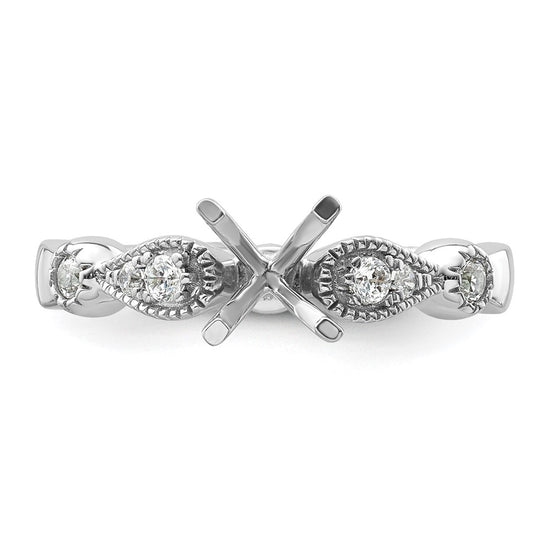 14k White Gold Diamond Semi-Mount Peg Set Engagement Ring