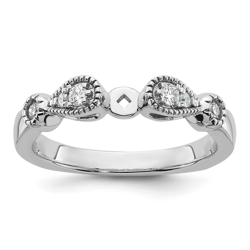 14k White Gold Diamond Semi-Mount Peg Set Engagement Ring