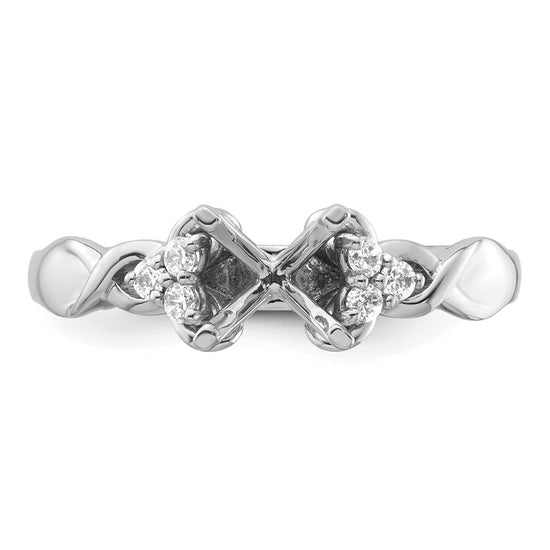 14k White Gold Diamond Semi-Mount Peg Set Twisted Engagement Ring