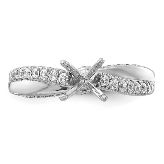 14k White Gold Diamond Semi-Mount Peg Set Twisted Engagement Ring