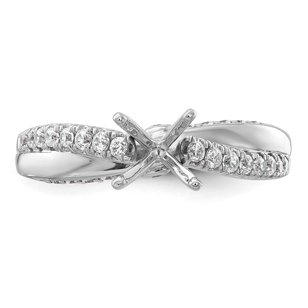 14k White Gold Diamond Semi-Mount Peg Set Twisted Engagement Ring