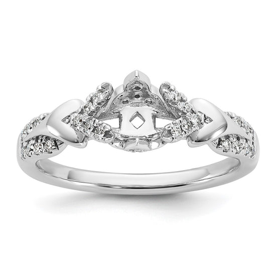 14k White Gold Diamond Semi-Mount Peg Set Engagement Ring