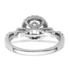 14k White Gold Diamond Semi-Mount Round Halo Engagement Ring