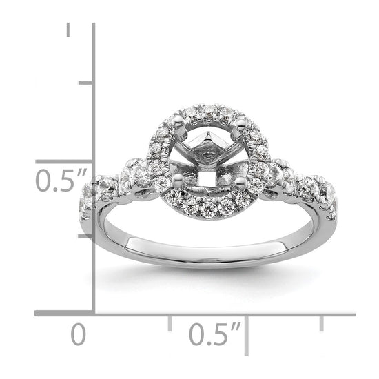 14k White Gold Diamond Semi-Mount Round Halo Engagement Ring