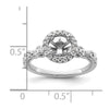 14k White Gold Diamond Semi-Mount Round Halo Engagement Ring