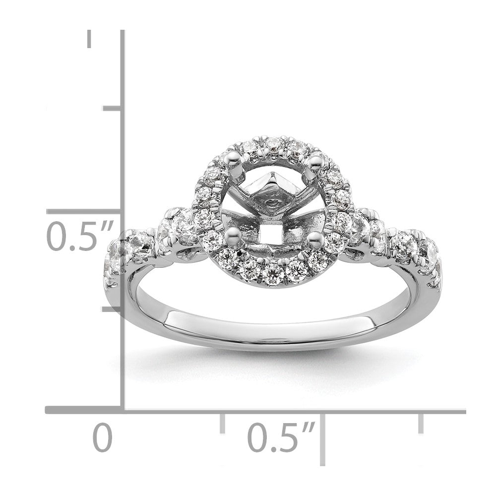 14k White Gold Diamond Semi-Mount Round Halo Engagement Ring