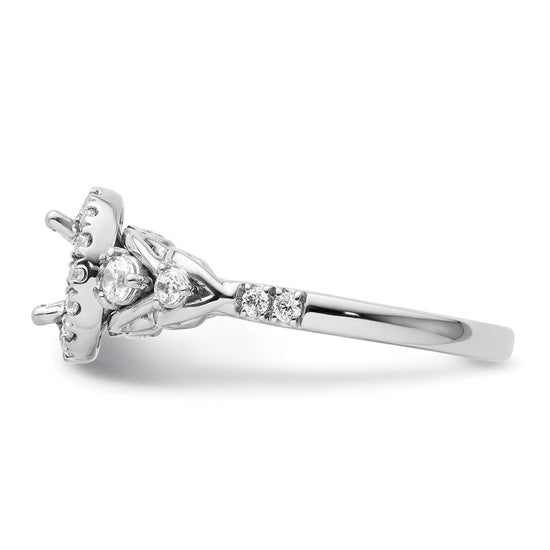 14k White Gold Diamond Semi-Mount Round Halo Engagement Ring