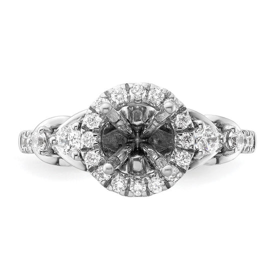 14k White Gold Diamond Semi-Mount Round Halo Engagement Ring