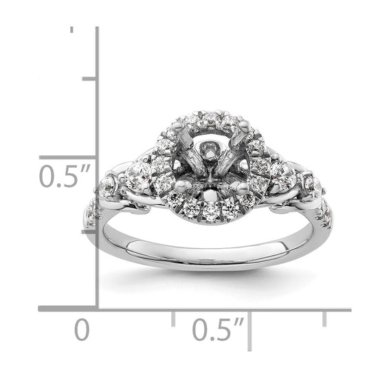 14k White Gold Diamond Semi-Mount Round Halo Engagement Ring